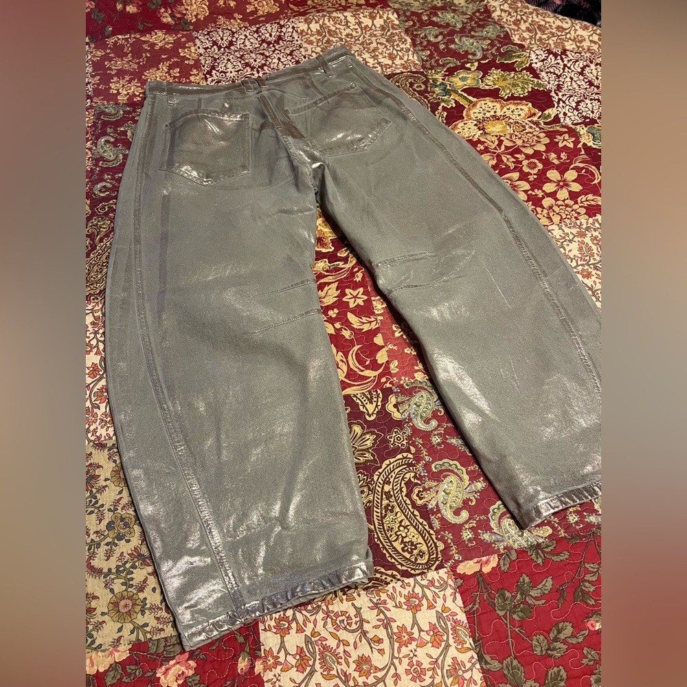 Free People, Metallic Good Luck Barrel Jeans, sz 31 - Picture 5 of 8